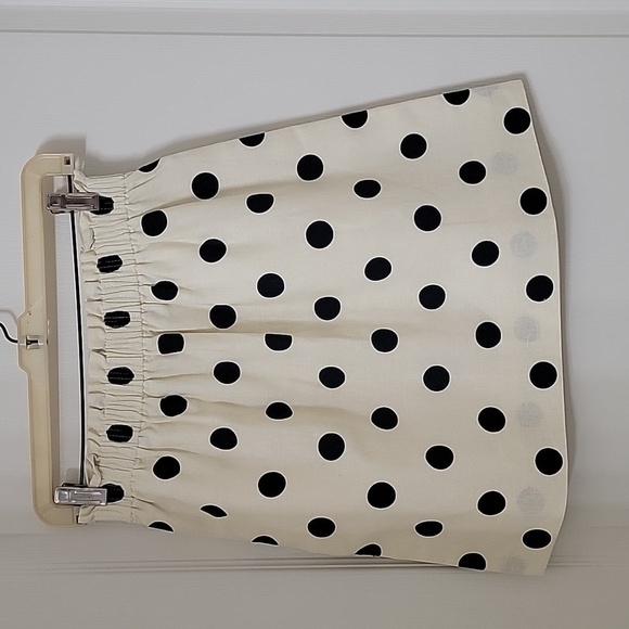 J. Crew, Size 0 Elastic Waistband Ivory/Cream w/ Black Polka Dot Mini Skirt, EUC - Picture 2 of 9